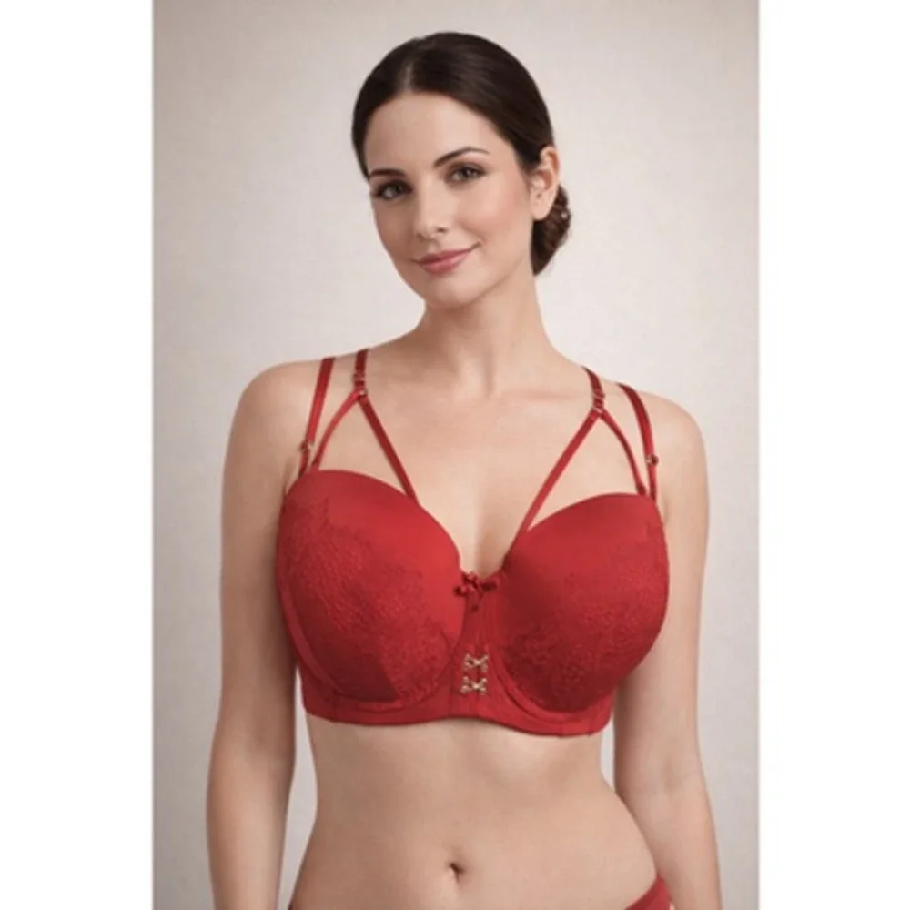 Cacique 46DD Red‎ Lace Boost Strapless Convertible Bra Multiway NWT Plus Size